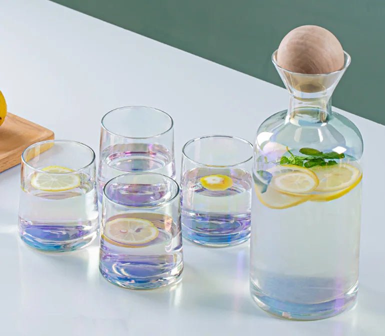 Eco-Friendly Glass Drinkware Set with Stylish Bottle & 4 Cups - Julia M LifeStyles
