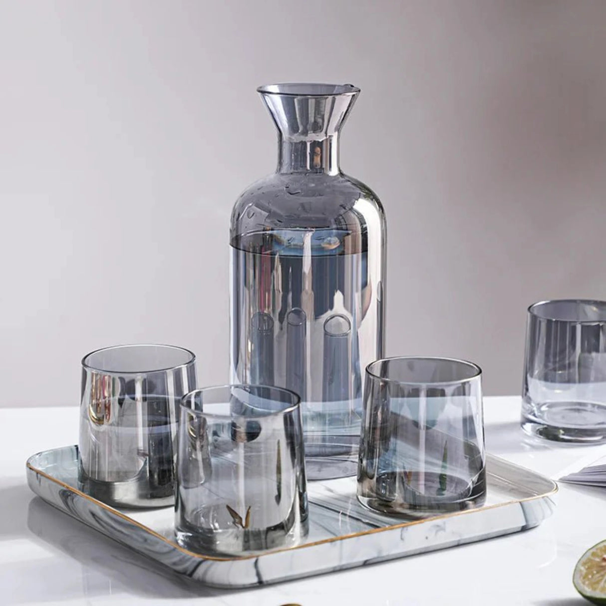 Eco-Friendly Glass Drinkware Set with Stylish Bottle & 4 Cups - Julia M LifeStyles