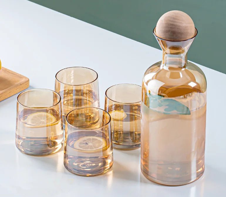 Eco-Friendly Glass Drinkware Set with Stylish Bottle & 4 Cups - Julia M LifeStyles