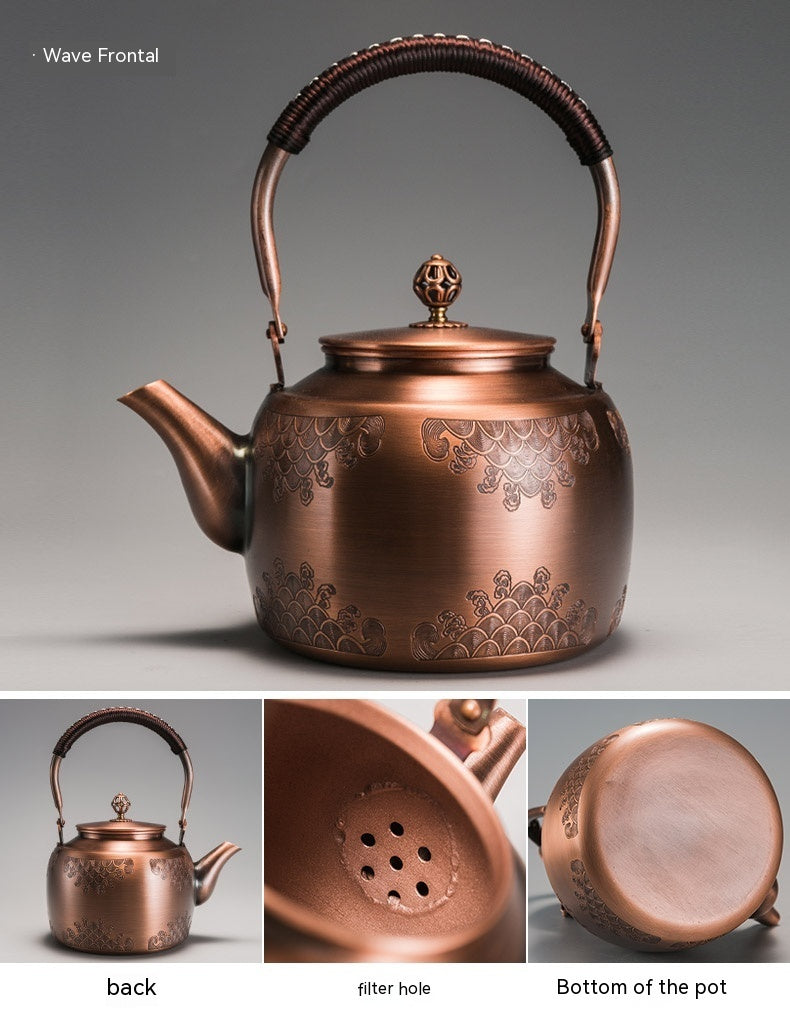 Copper Boiling Water Manual Mechanism Antique Tea Brewing Pot Julia M Home & Kitchen