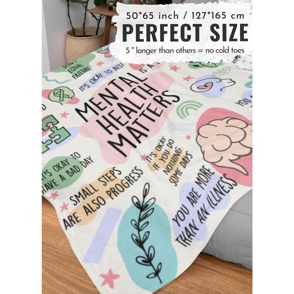 Mental Health Gifts for Men Women, Flannel Blankets Throws for Therapist, Perfect for Birthday Christmas Thanksgiving, 280g with 100.00% Polyester Flannel Blanket - Julia M LifeStyles