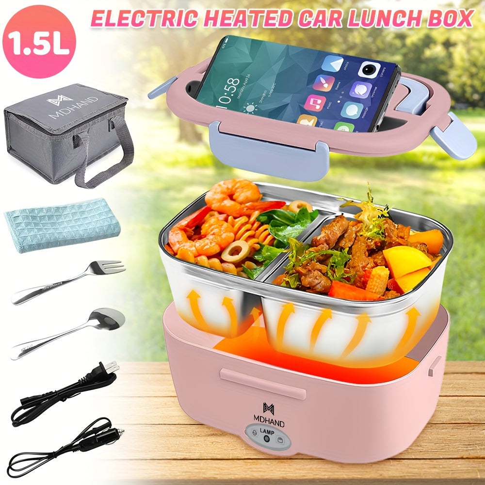 Electric Lunch Box Heater - Fast Heating Portable Food Container with Fork, Spoon, and Delivery Bag Julia M LifeStyles
