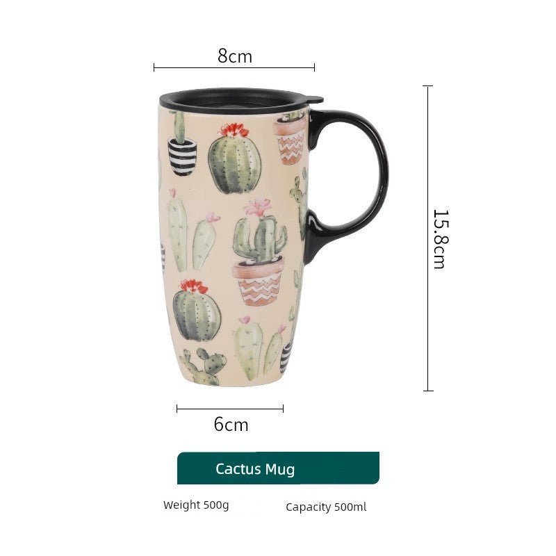 EVERGREEN American Mug with Lid Drinking Cup Large Capacity Couple Ceramic Vehicle-Mounted Home Use Coffee Cup - Julia M LifeStyles