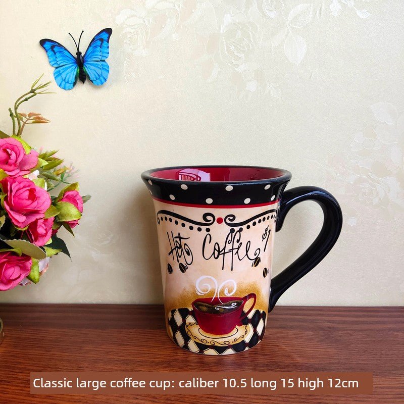 Export American Brand Ceramic Underglaze Office Mug Classic Western Restaurant Large Capacity Coffee Cup Cup - Julia M LifeStyles