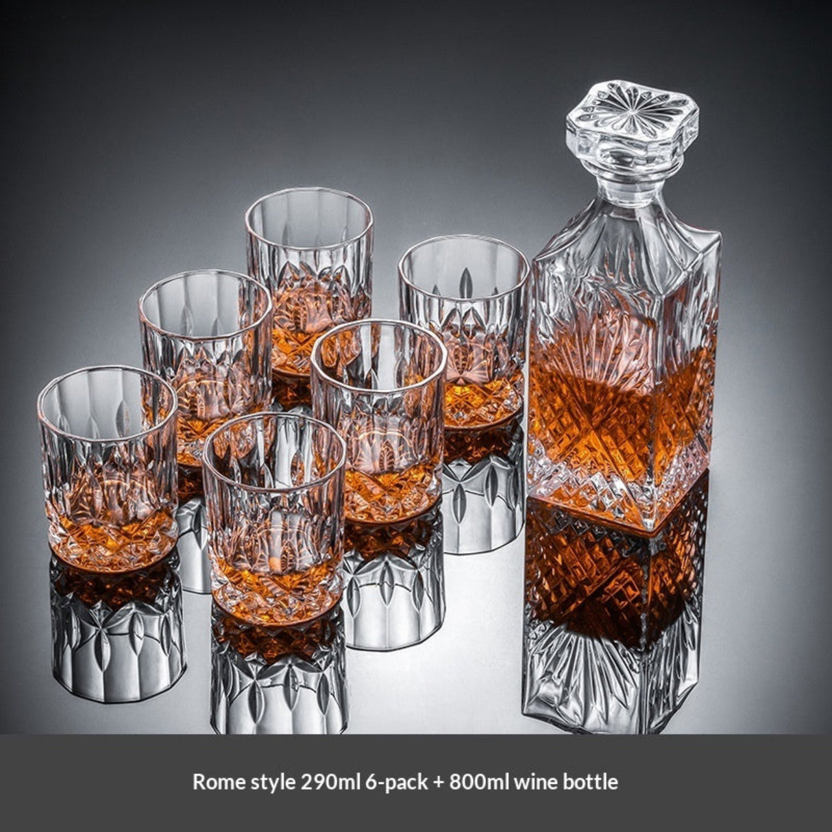 Whiskey Glass & Decanter Set | 7-Piece Barware Set