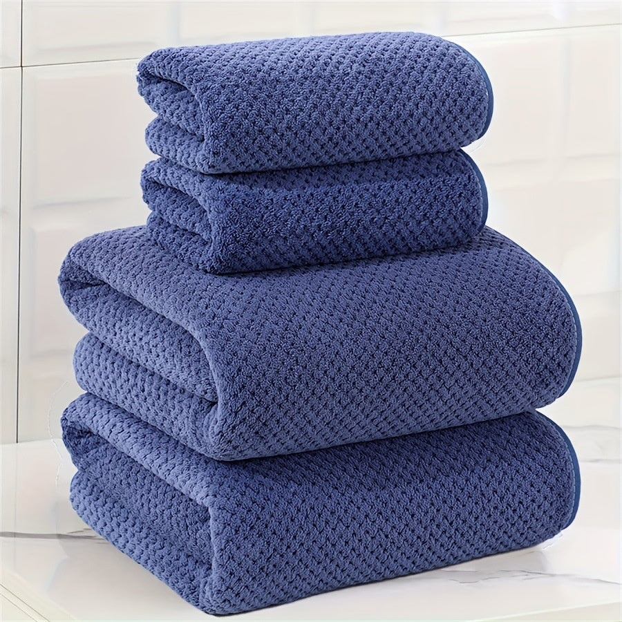 4-Piece Plush Coral Fleece Luxury Bath Towel Set
