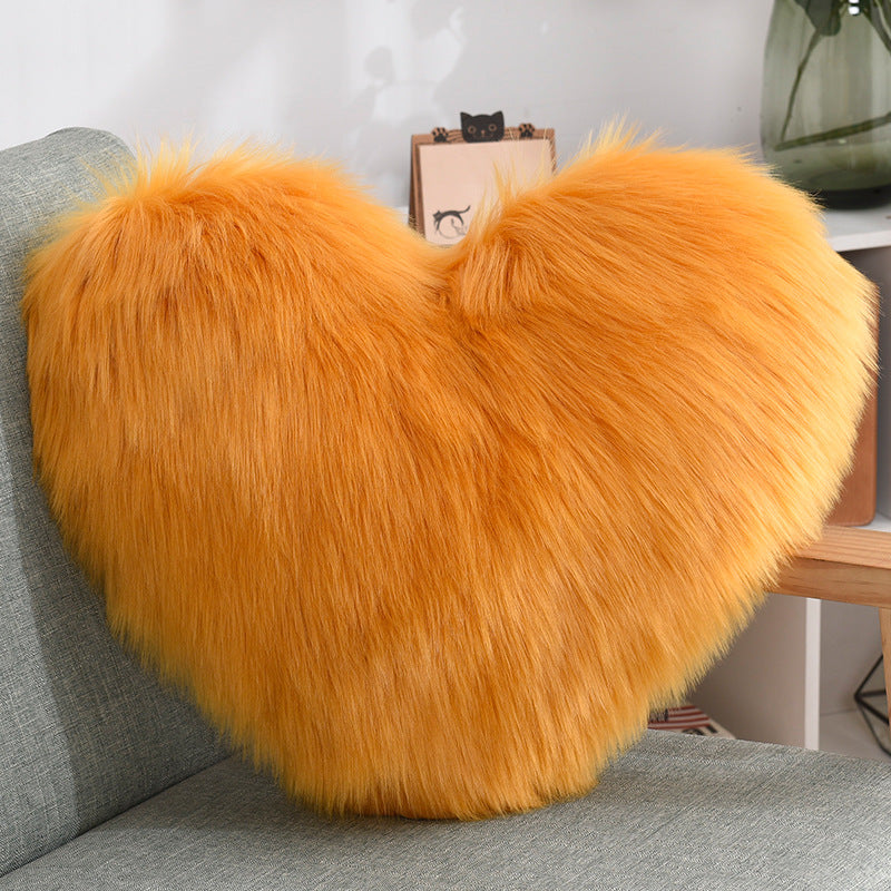 Heart-Shaped Long Plush Fluffy Cushion Cover - Julia M LifeStyles