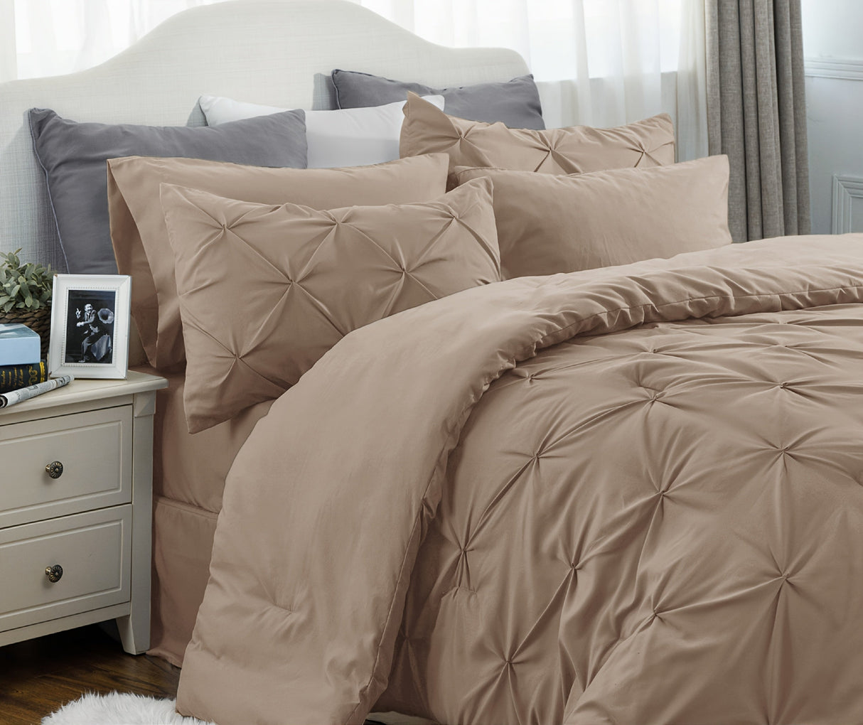 Cozy Pinch Pleat 5/7pcs Comforter Set by Bedsure Julia M LifeStyles