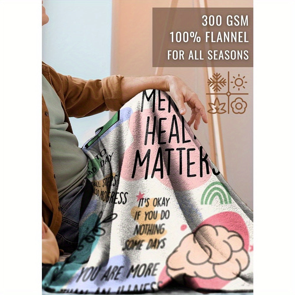 Mental Health Gifts for Men Women, Flannel Blankets Throws for Therapist, Perfect for Birthday Christmas Thanksgiving, 280g with 100.00% Polyester Flannel Blanket - Julia M LifeStyles