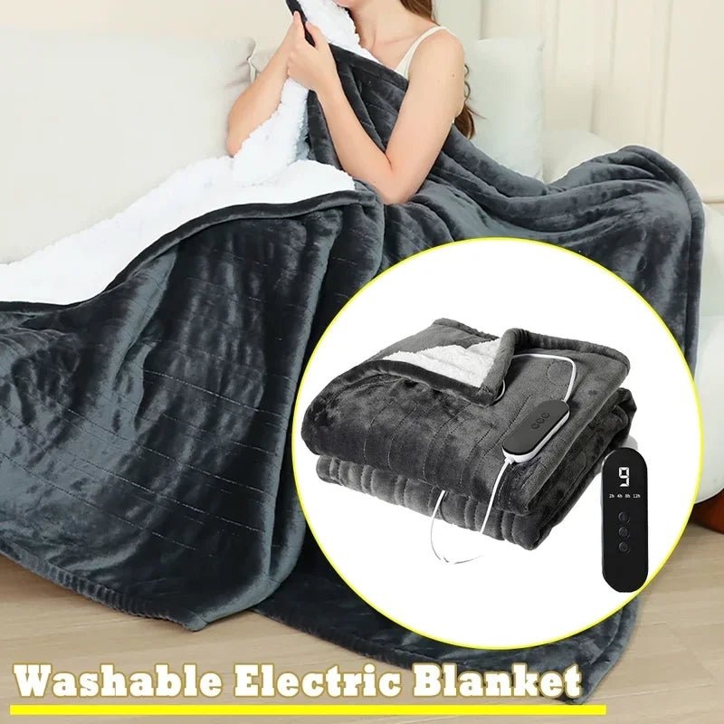 Flannel & Sheepskin Electric Blanket with 9 Heat Settings and Auto Shut-Off - Julia M LifeStyles