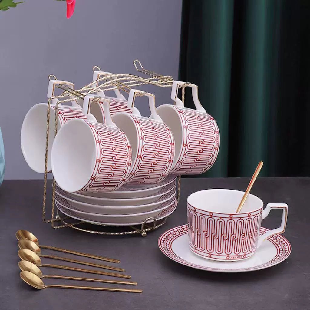 Golden Luxury Porcelain Coffee Cup Set for Afternoon Tea - Julia M LifeStyles