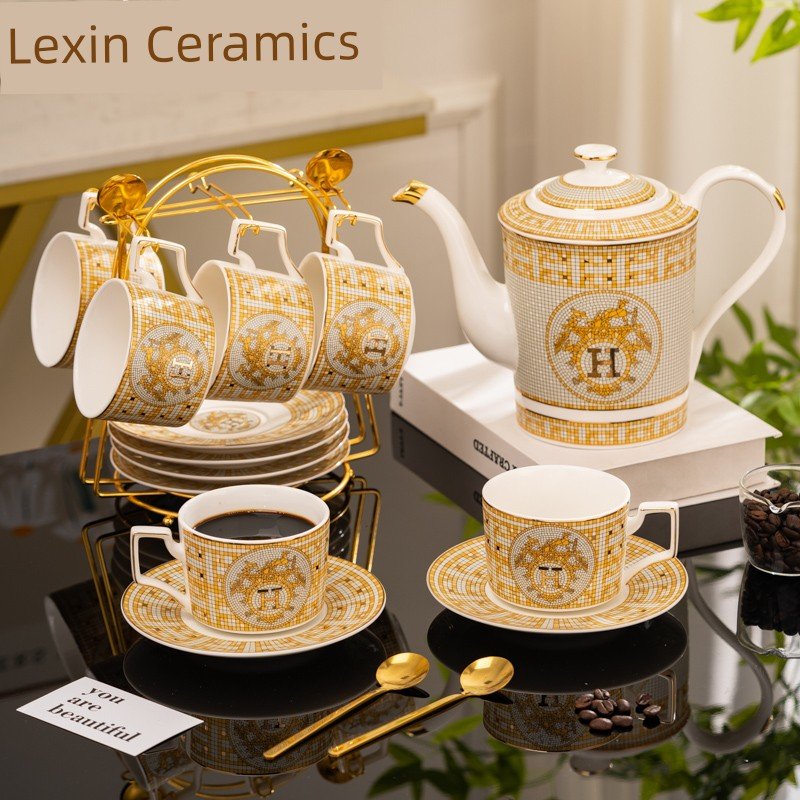 Golden Luxury Porcelain Coffee Cup Set for Afternoon Tea - Julia M LifeStyles