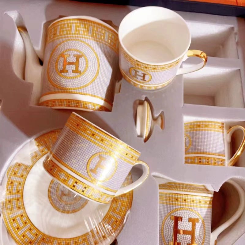 Golden Luxury Porcelain Coffee Cup Set for Afternoon Tea - Julia M LifeStyles