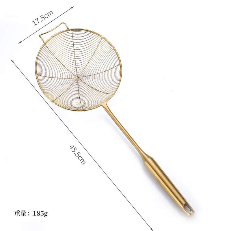 Golden Stainless Steel Skimmer Strainer - Kitchen Tools - Julia M LifeStyles