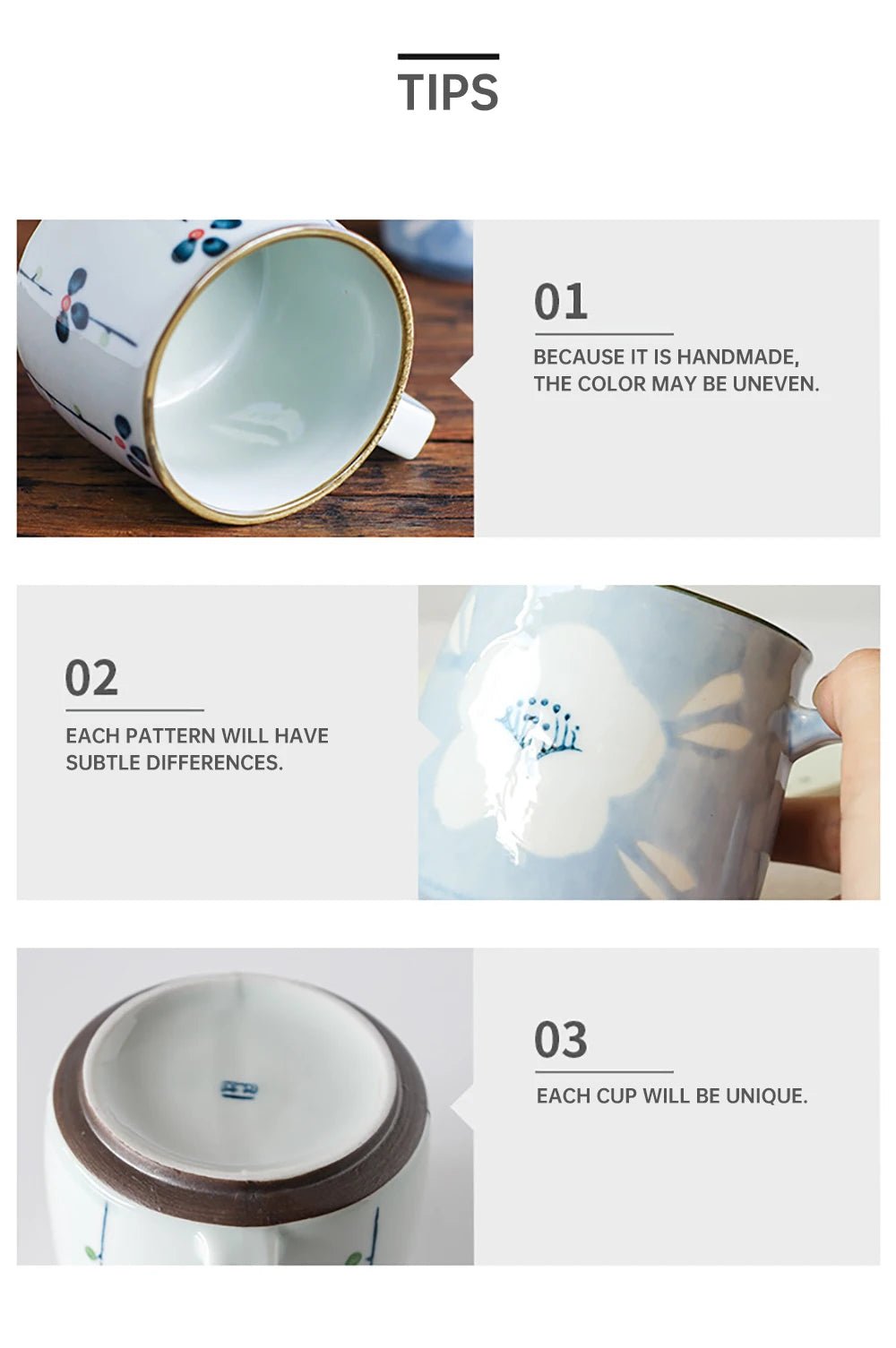 Japanese Antique Style Hand-Painted Ceramic Tea Mug - 8.5oz - Julia M LifeStyles