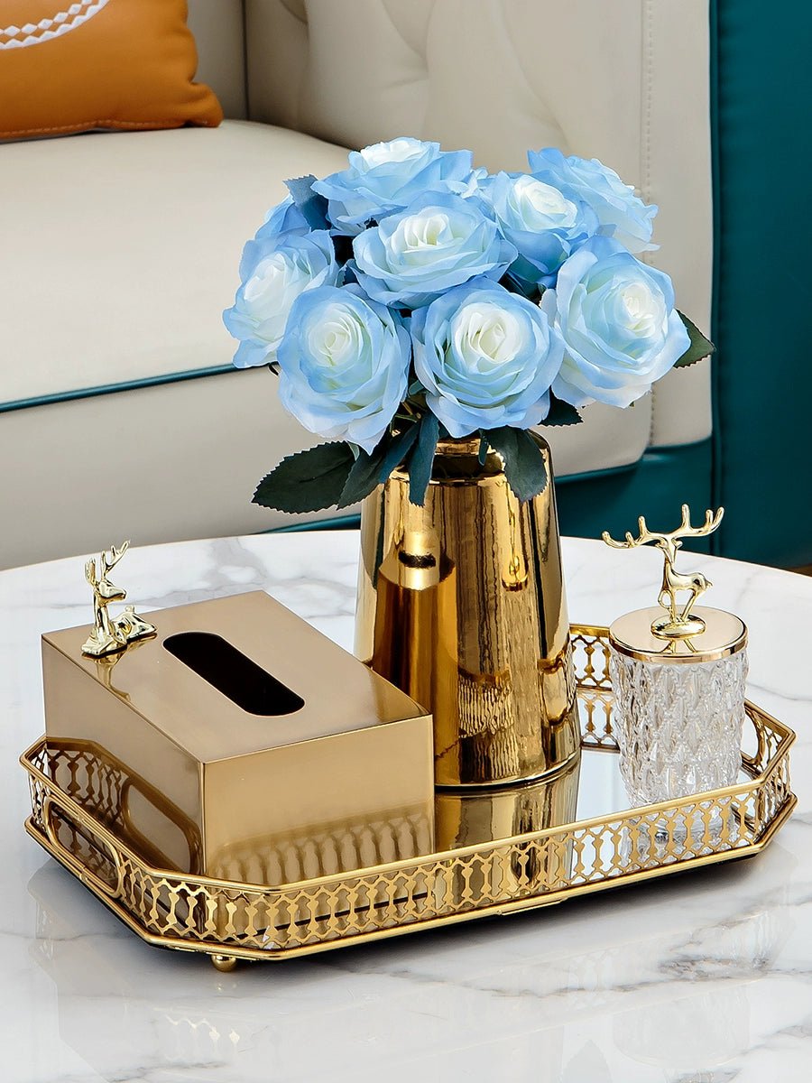 Luxurious Golden Alloy Tissue Box for Modern Living Spaces - Julia M LifeStyles