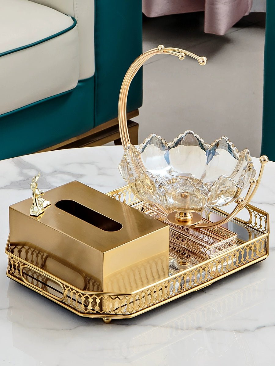 Luxurious Golden Alloy Tissue Box for Modern Living Spaces - Julia M LifeStyles