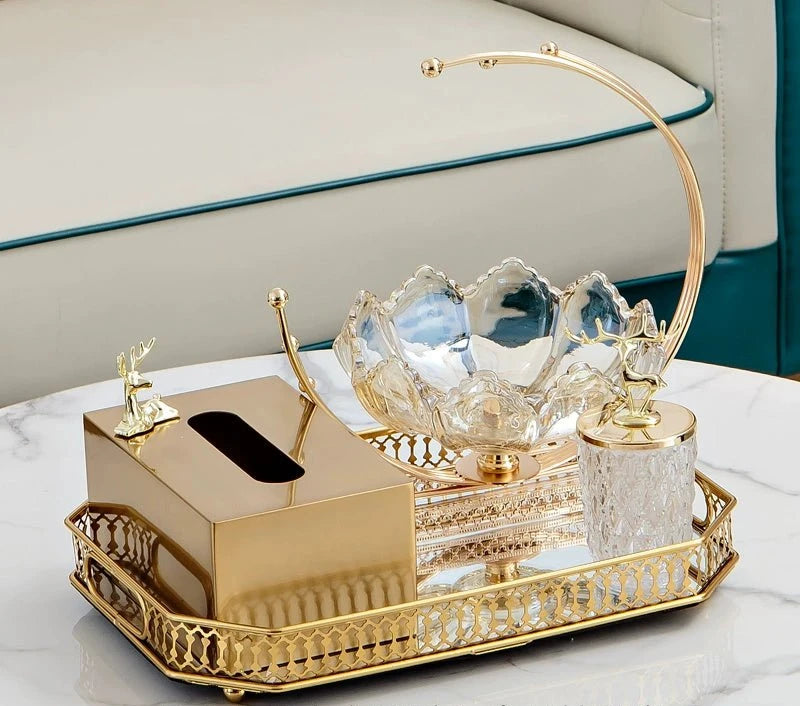 Luxurious Golden Alloy Tissue Box for Modern Living Spaces - Julia M LifeStyles