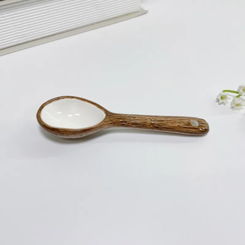 Ins Style Creativity Coconut Coffee Mug with Spoon Retro Hand Pinched Irregular Ceramic Mark Coffee Cup Oat Breakfast Water Cup - Julia M LifeStyles