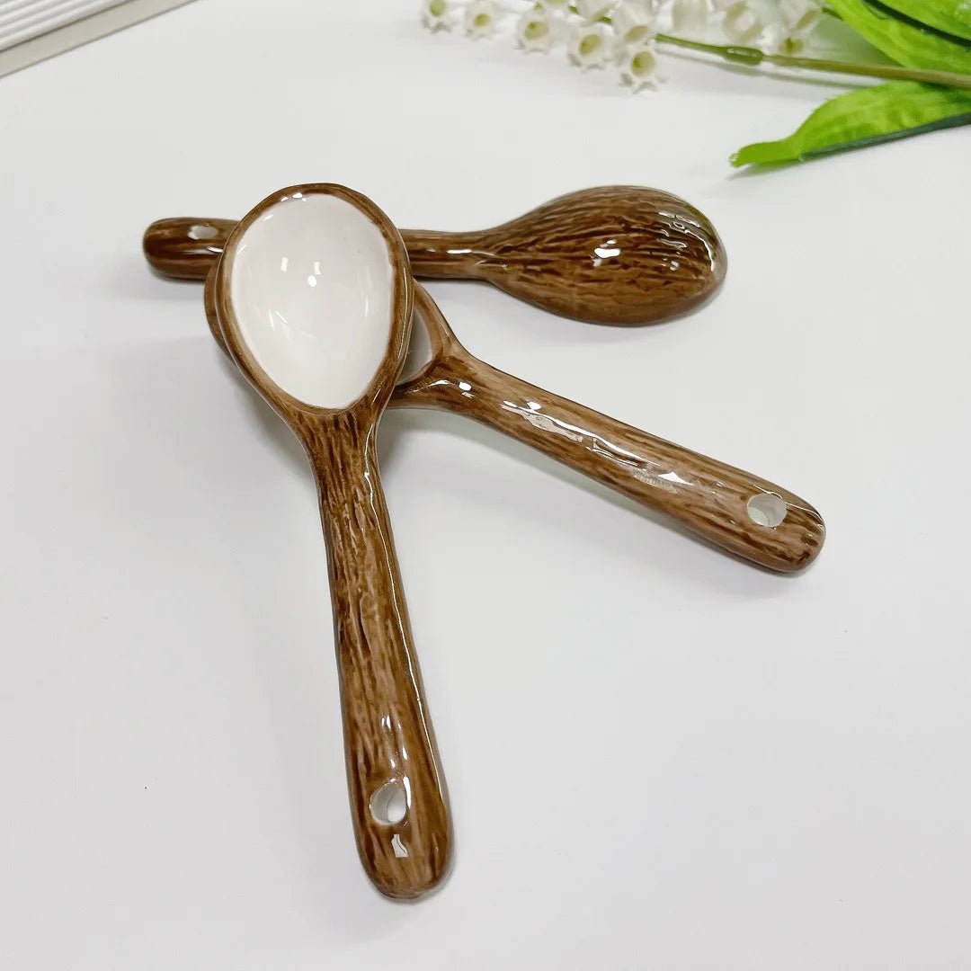 Ins Style Creativity Coconut Coffee Mug with Spoon Retro Hand Pinched Irregular Ceramic Mark Coffee Cup Oat Breakfast Water Cup - Julia M LifeStyles