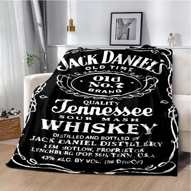 J-JACK DANIELS logo flannel blanket, soft and comfortable home decoration, bedroom, living room, sofa, bed blanket - Julia M LifeStyles
