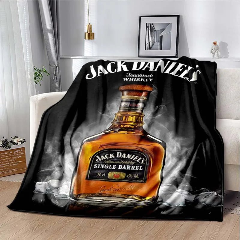 J-JACK DANIELS logo flannel blanket, soft and comfortable home decoration, bedroom, living room, sofa, bed blanket - Julia M LifeStyles