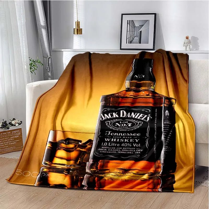 J-JACK DANIELS logo flannel blanket, soft and comfortable home decoration, bedroom, living room, sofa, bed blanket - Julia M LifeStyles