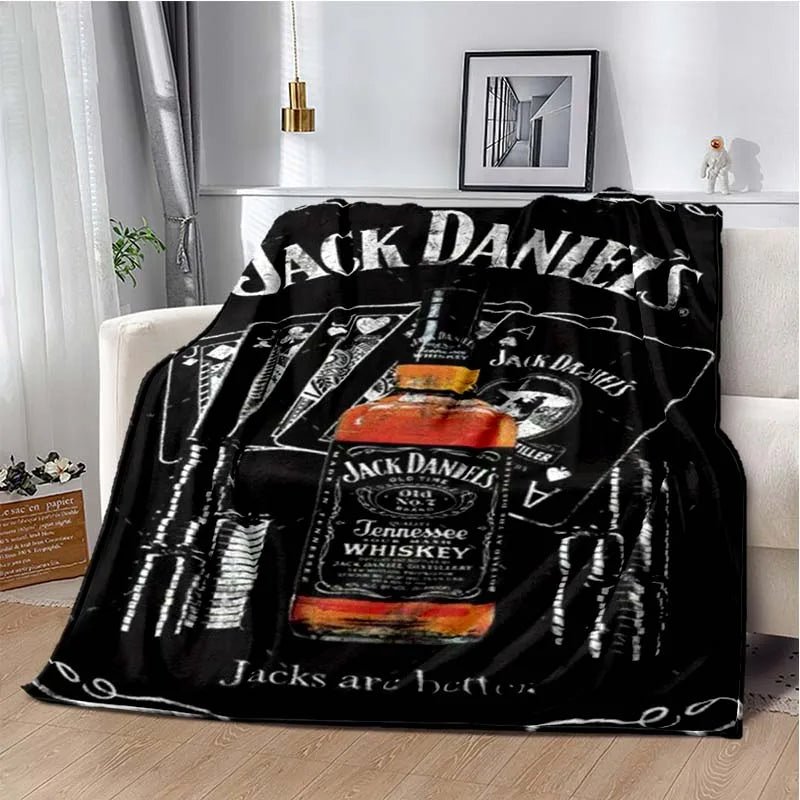 J-JACK DANIELS logo flannel blanket, soft and comfortable home decoration, bedroom, living room, sofa, bed blanket - Julia M LifeStyles