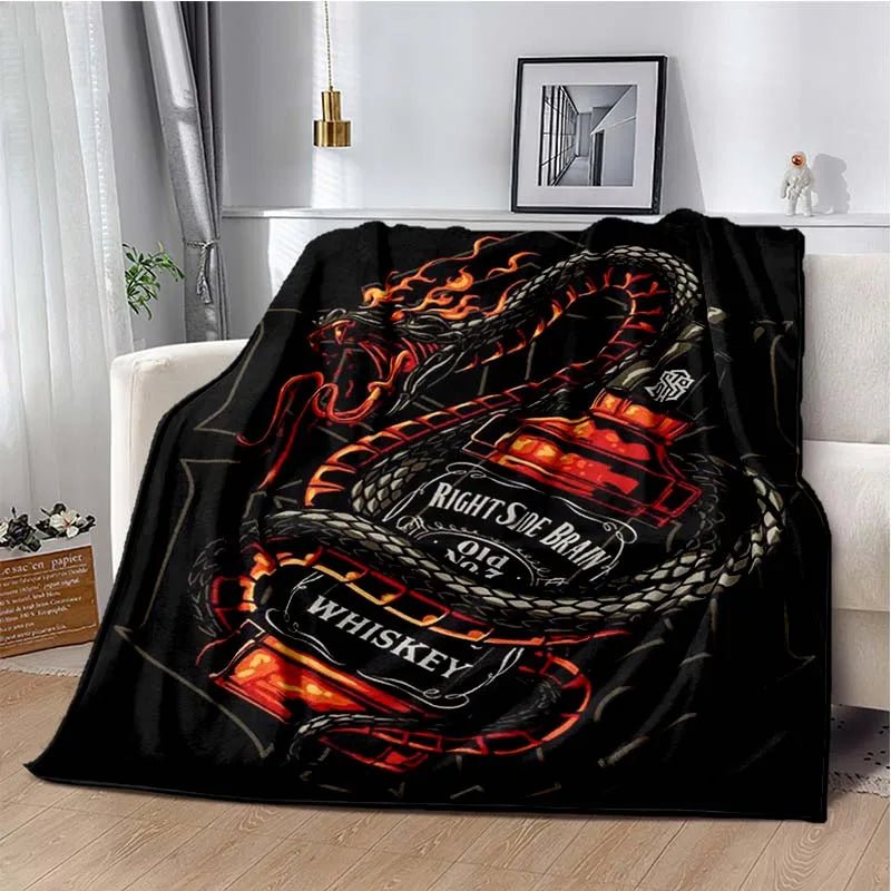 J-JACK DANIELS logo flannel blanket, soft and comfortable home decoration, bedroom, living room, sofa, bed blanket - Julia M LifeStyles