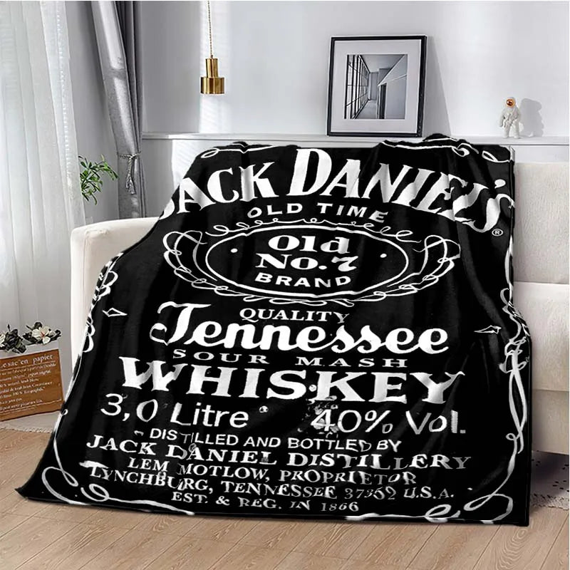 J-JACK DANIELS logo flannel blanket, soft and comfortable home decoration, bedroom, living room, sofa, bed blanket - Julia M LifeStyles