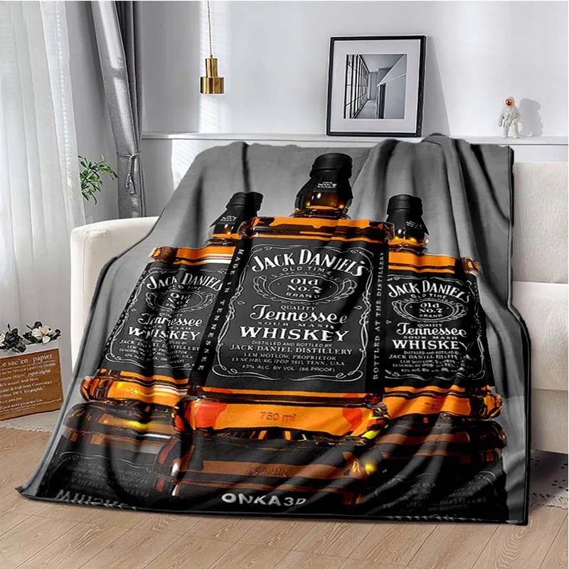 J-JACK DANIELS logo flannel blanket, soft and comfortable home decoration, bedroom, living room, sofa, bed blanket - Julia M LifeStyles
