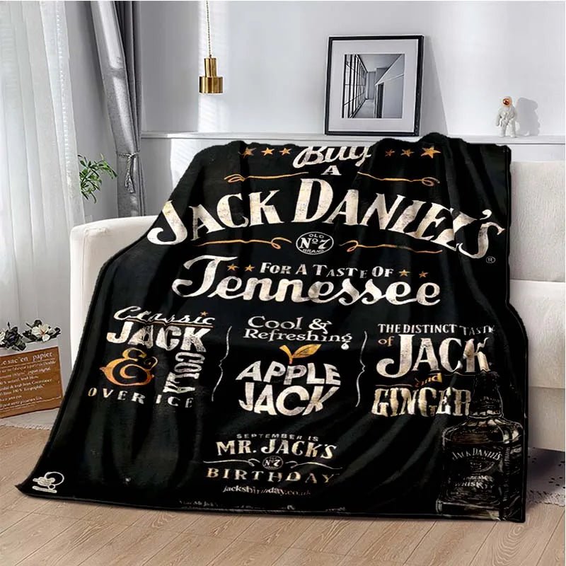J-JACK DANIELS logo flannel blanket, soft and comfortable home decoration, bedroom, living room, sofa, bed blanket - Julia M LifeStyles
