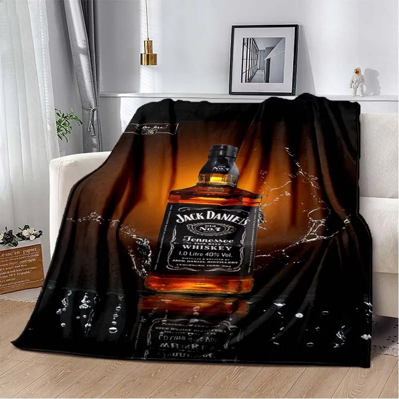J-JACK DANIELS logo flannel blanket, soft and comfortable home decoration, bedroom, living room, sofa, bed blanket - Julia M LifeStyles