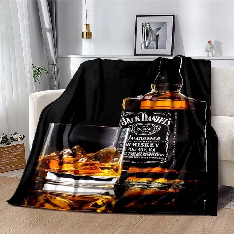 J-JACK DANIELS logo flannel blanket, soft and comfortable home decoration, bedroom, living room, sofa, bed blanket - Julia M LifeStyles