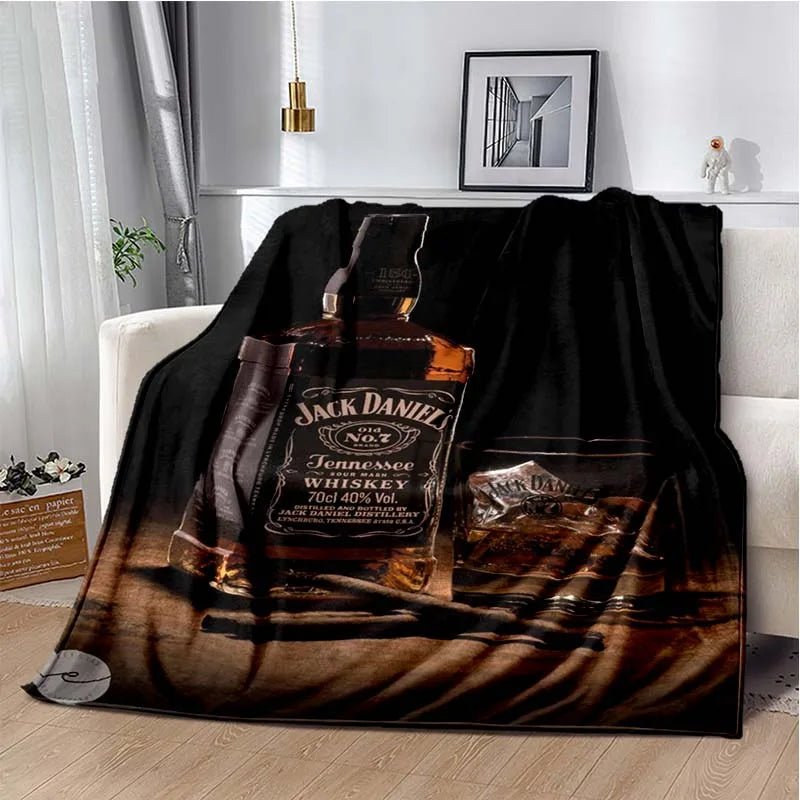 J-JACK DANIELS logo flannel blanket, soft and comfortable home decoration, bedroom, living room, sofa, bed blanket - Julia M LifeStyles
