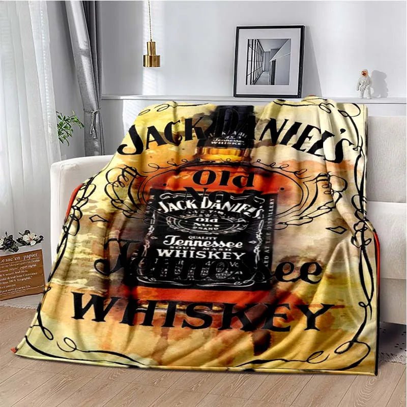 J-JACK DANIELS logo flannel blanket, soft and comfortable home decoration, bedroom, living room, sofa, bed blanket - Julia M LifeStyles