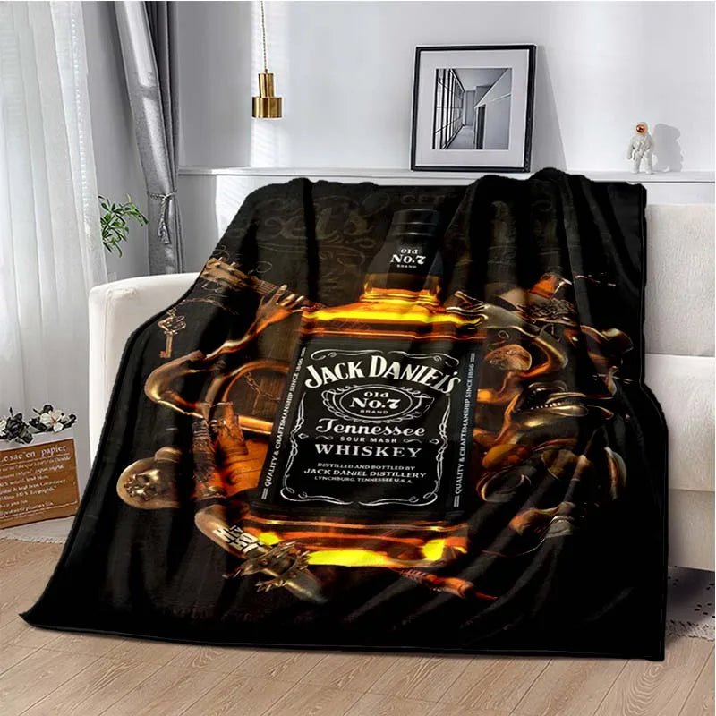 J-JACK DANIELS logo flannel blanket, soft and comfortable home decoration, bedroom, living room, sofa, bed blanket - Julia M LifeStyles