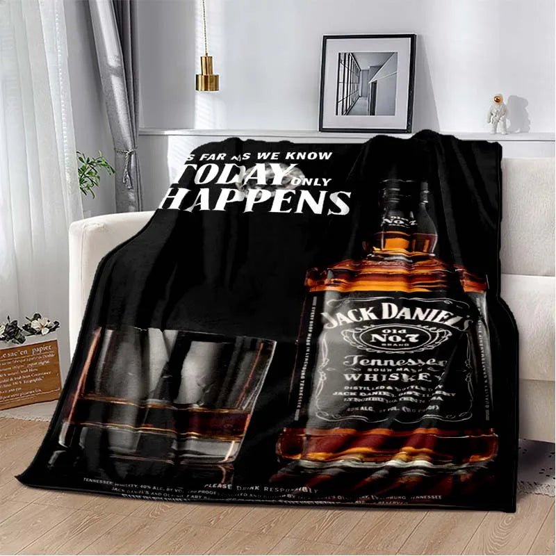 J-JACK DANIELS logo flannel blanket, soft and comfortable home decoration, bedroom, living room, sofa, bed blanket - Julia M LifeStyles