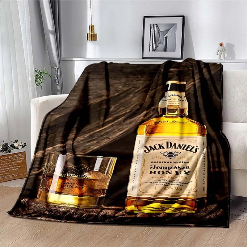 J-JACK DANIELS logo flannel blanket, soft and comfortable home decoration, bedroom, living room, sofa, bed blanket - Julia M LifeStyles
