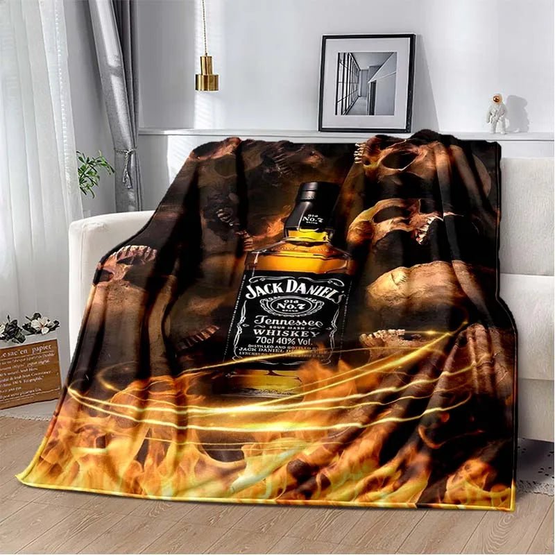 J-JACK DANIELS logo flannel blanket, soft and comfortable home decoration, bedroom, living room, sofa, bed blanket - Julia M LifeStyles