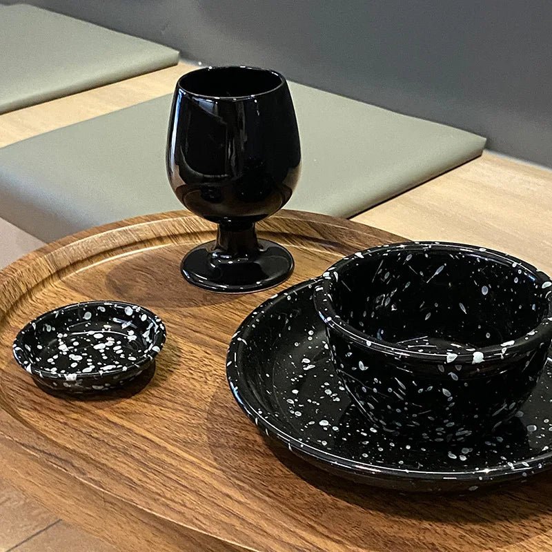 Japanese Style Retro Black White Spotted Ceramic Tableware Set - Julia M LifeStyles