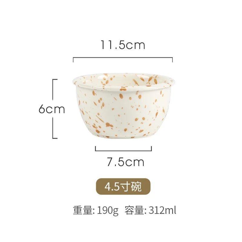 Japanese Style Ins Retro Irregular Black White Spotted Tableware High Aesthetic Value Ceramic Bowls Plates Sets Household Use - Julia M LifeStyles