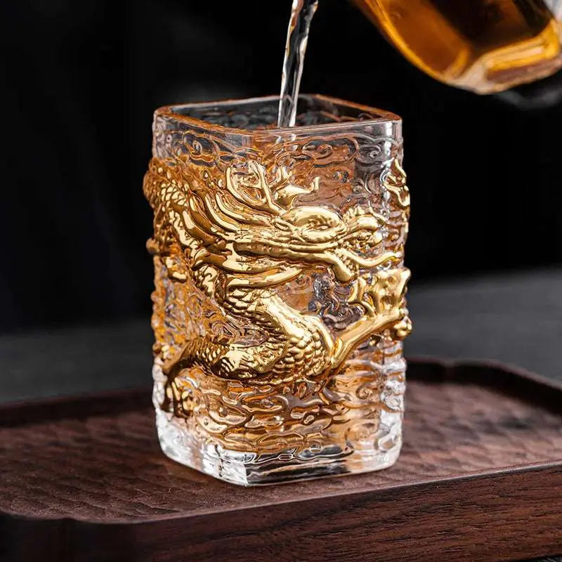Elegant Golden Dragon Glass Tea & Beer Cups - Julia M LifeStyles
