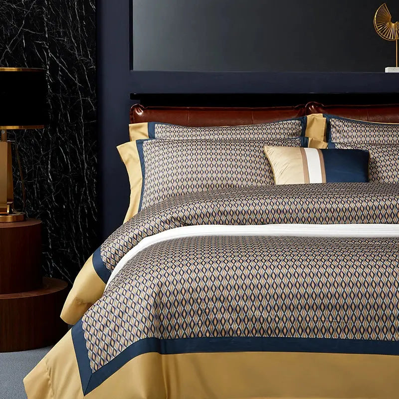 Premium Pima Cotton 4-Piece Bed Sheet Set in Geometric Design - Julia M LifeStyles