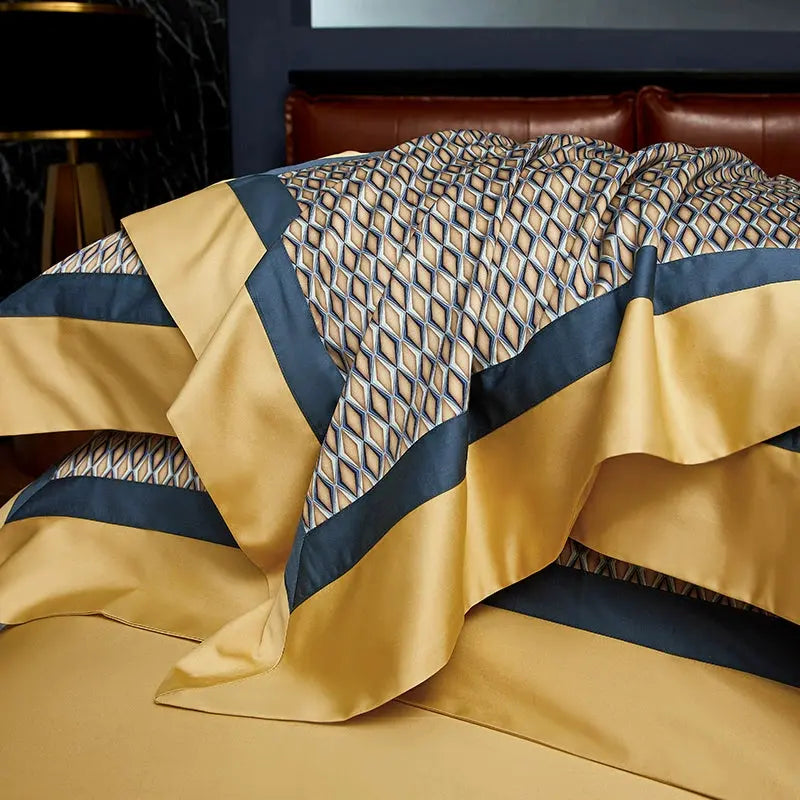 Premium Pima Cotton 4-Piece Bed Sheet Set in Geometric Design - Julia M LifeStyles