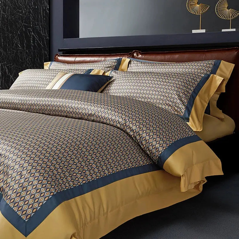 Premium Pima Cotton 4-Piece Bed Sheet Set in Geometric Design - Julia M LifeStyles