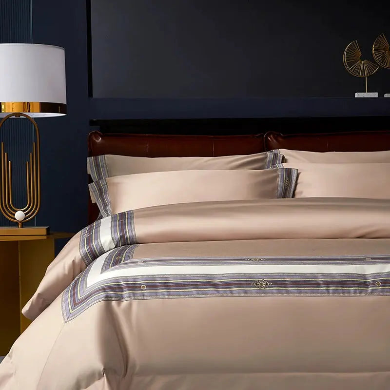 Premium Pima Cotton 4-Piece Bed Sheet Set in Geometric Design - Julia M LifeStyles