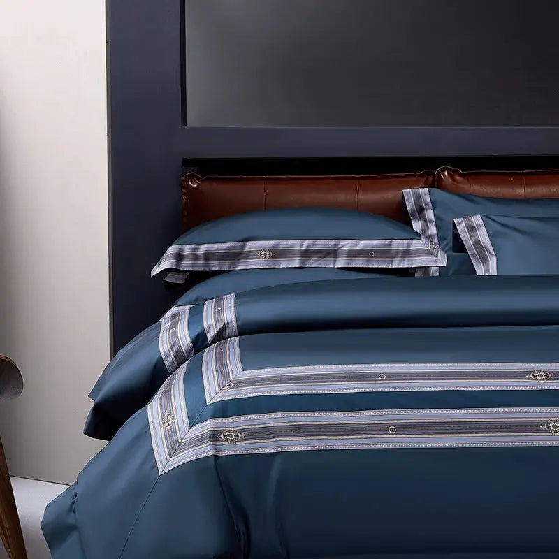 Premium Pima Cotton 4-Piece Bed Sheet Set in Geometric Design - Julia M LifeStyles