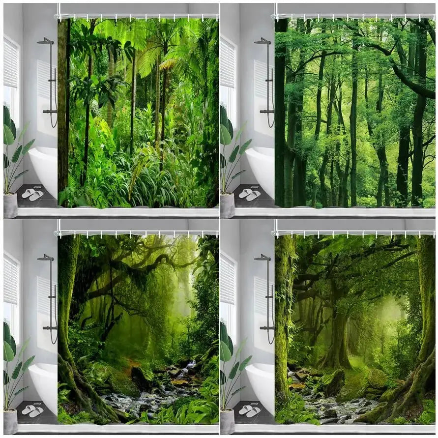 Nature Forest Landscape Shower Curtain - Eco-Friendly Rainforest Decor - Julia M LifeStyles