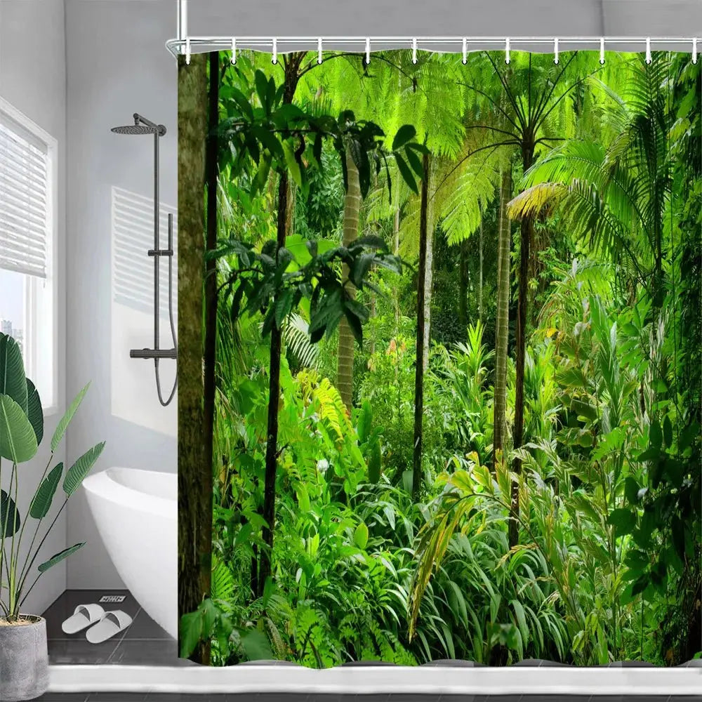 Nature Forest Landscape Shower Curtain - Eco-Friendly Rainforest Decor - Julia M LifeStyles